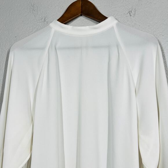 Tibi Draped Tunic Top Mock Neck Long Wing Sleeve Cuffed Ivory - L - Picture 3 of 5
